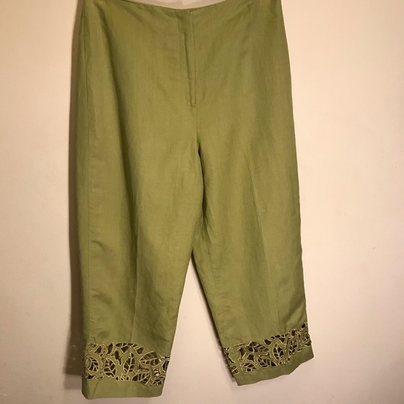 Larry Levine Moss Green Loose Capri Pants - Picture 1 of 6